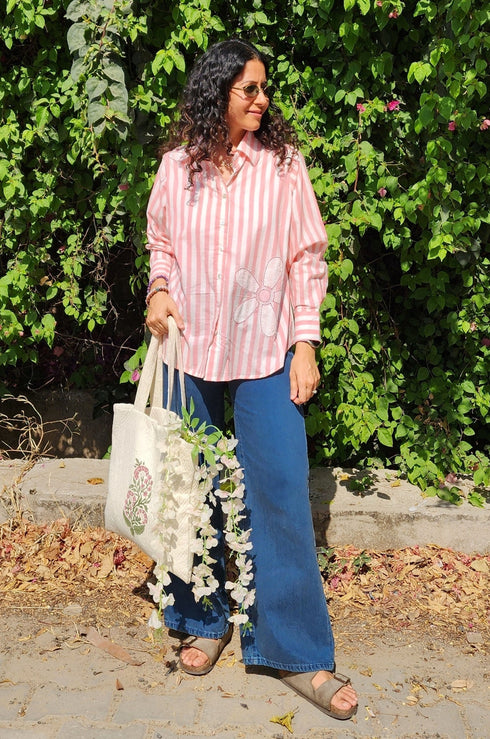 Daisy Stripe Shirt (Red & Pink)